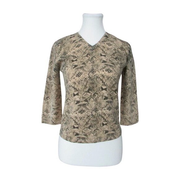 Vintage Oscar de la Renta Snakeskin Print Wool Sweater - Picture 1 of 6